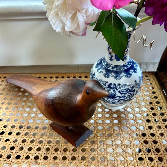 Vintage Mid Century Modern Carved Wooden Bird Sculpture MCM 11" Long - Picture 15 of 15